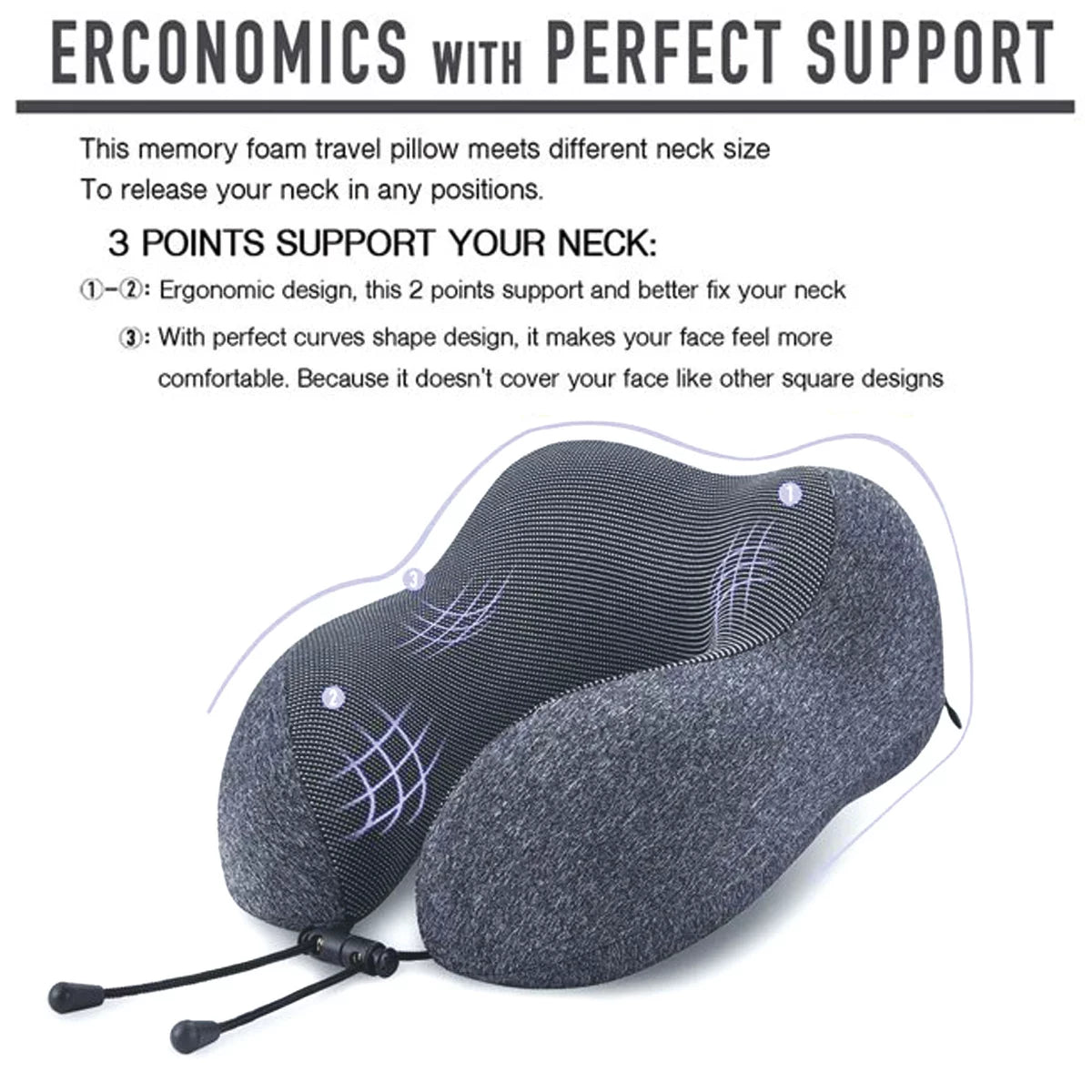 Neck Pillow, Memory Foam Travel Pillow for Airplane, Upgrade U Shaped Travel Neck Pillow with Perfect Support, 3D Contoured Eye Mask, Earplugs & Travel Bag