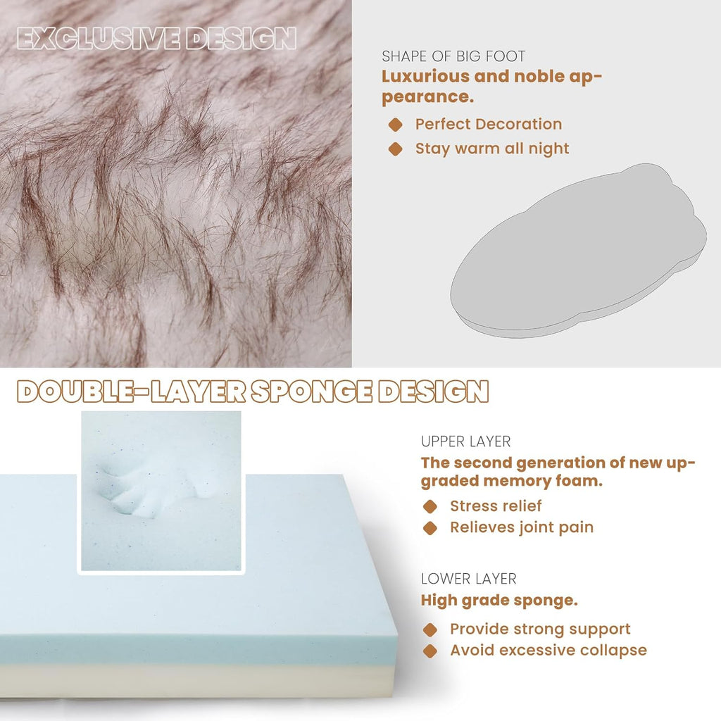 Luxury Faux Fur Dog Bed, 5-Inch Thick Grade Ultra Soft Orthopedic Memory Foam Dog Bed with Faux Fur Cover, Plush Pup Rug with Removable Cover, Waterproof Liner（White）