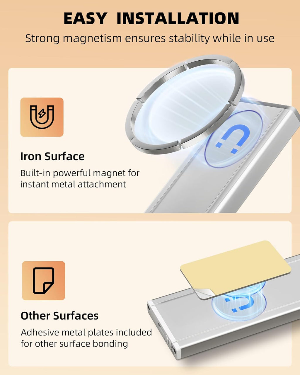 10Inch under Cabinet Lighting, LED Motion Sensor Light Indoor, 2400Mah USB Recha