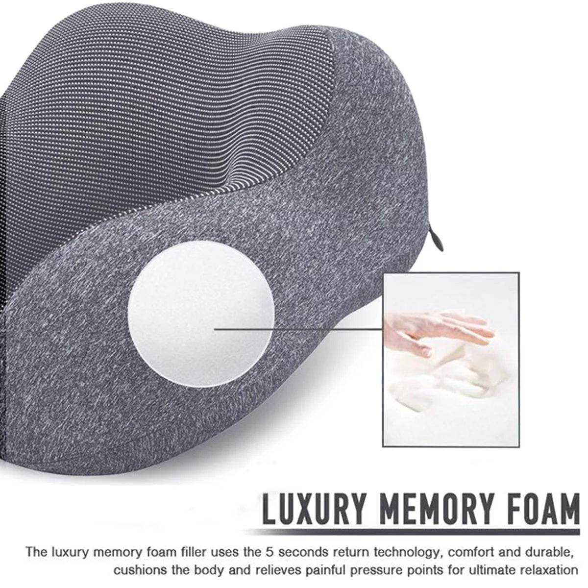 Neck Pillow, Memory Foam Travel Pillow for Airplane, Upgrade U Shaped Travel Neck Pillow with Perfect Support, 3D Contoured Eye Mask, Earplugs & Travel Bag