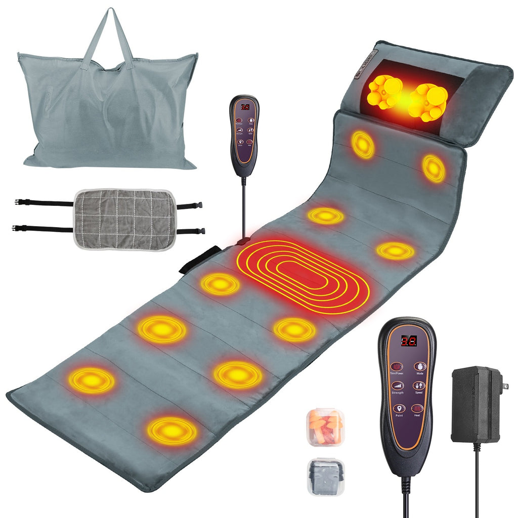 Full Body Electric Massage Mat W/Heat Vibration Massage Pad Cushion Back Massage