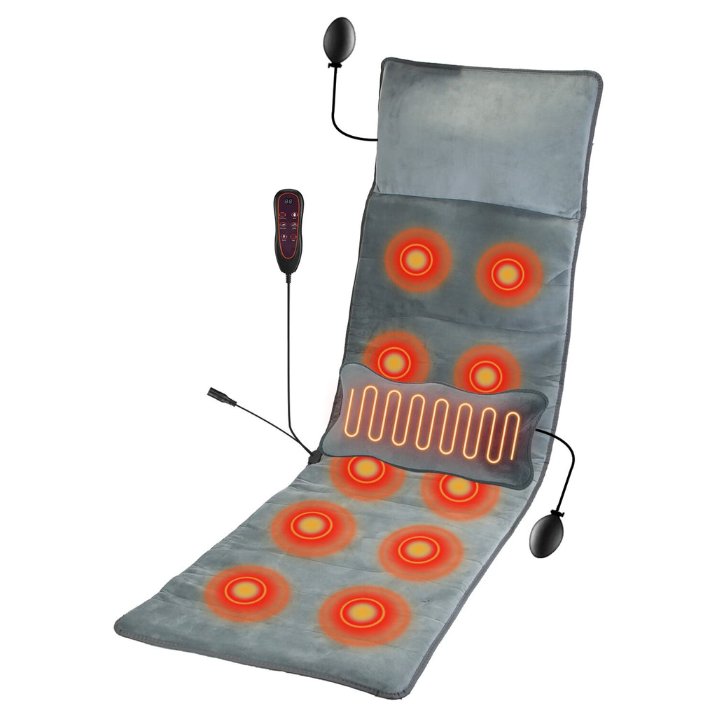 Full Body Electric Massage Mat W/Heat Vibration Massage Pad Cushion Back Massage