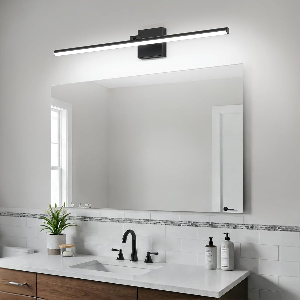 LED Bathroom Vanity Light, Modern Bathroom Light Fixture over Mirror (Cool White 6000K), Vanity Light Bar with Angle Adjustable, 32 Inch, Black