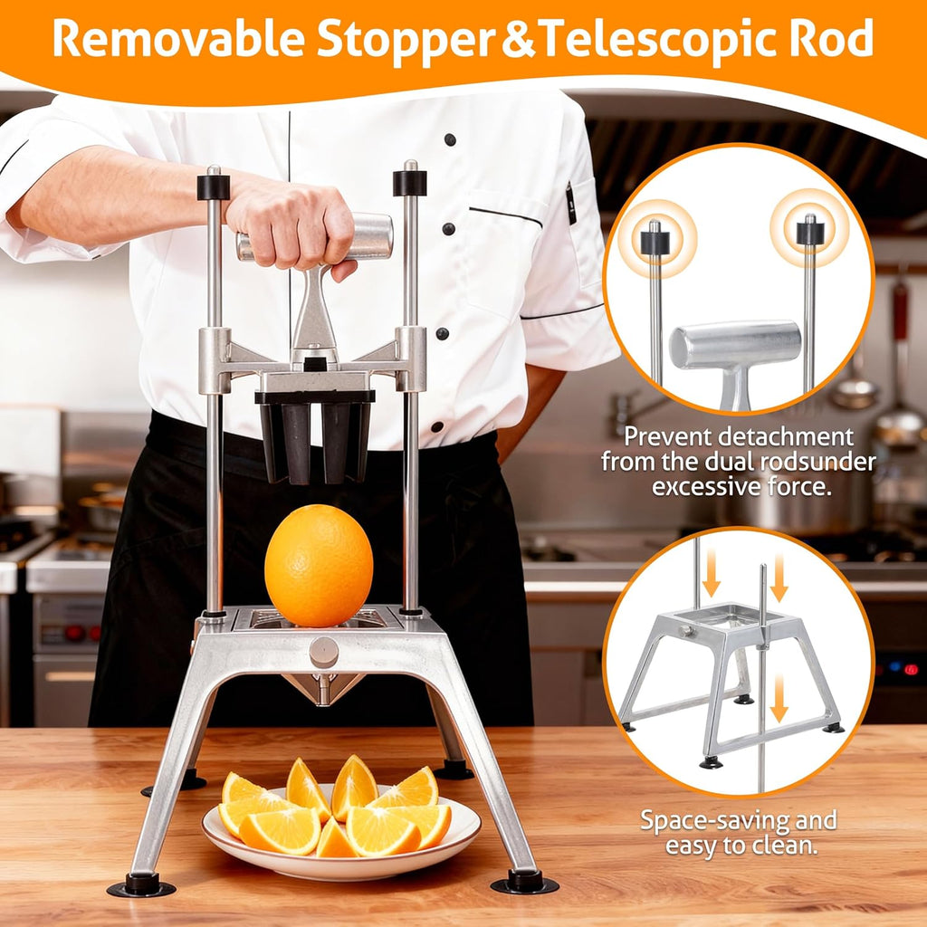 Commercial Vegetable Chopper Dicer W/3 Blades 1/4"+3/8"+8 Section Blade Onion Chopper Dicer Commercial Heavy Duty Stainless Steel French Fry Cutter for Home Kitchen & Restaurant Use