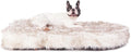 Luxury Faux Fur Dog Bed, 5-Inch Thick Grade Ultra Soft Orthopedic Memory Foam Dog Bed with Faux Fur Cover, Plush Pup Rug with Removable Cover, Waterproof Liner（White）
