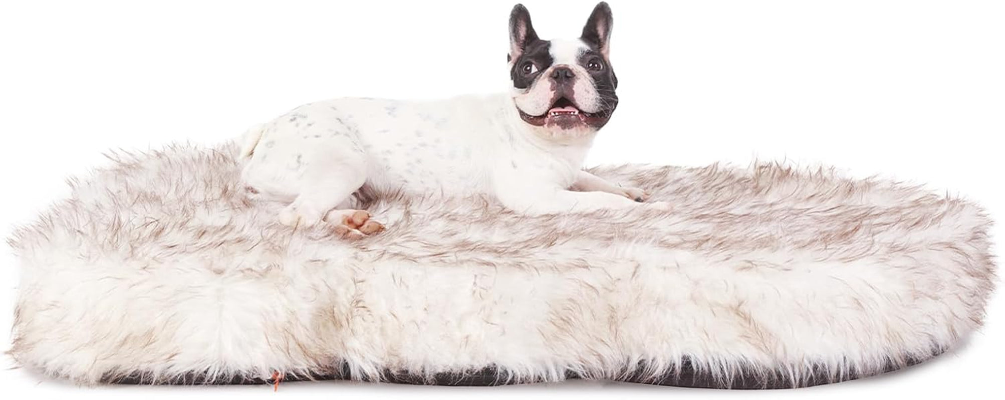 Luxury Faux Fur Dog Bed, 5-Inch Thick Grade Ultra Soft Orthopedic Memory Foam Dog Bed with Faux Fur Cover, Plush Pup Rug with Removable Cover, Waterproof Liner（White）