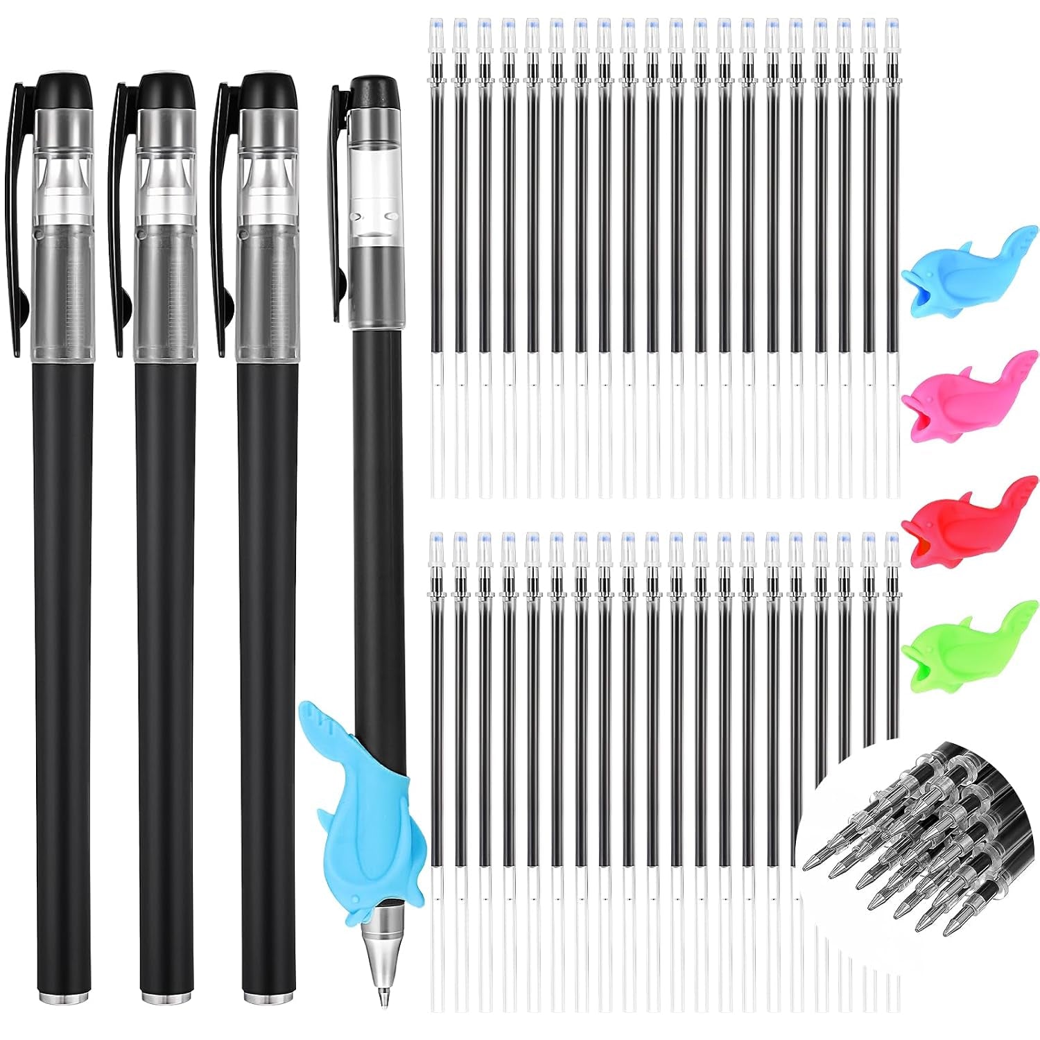 Magic Pens & Refills for Kids 48 PCS Grooved Book Magic Pens for Children'S Copybooks Reusable Grooved Handwriting Practice Kids Book Disappearing Ink Pen for Tracing Books Writing Train