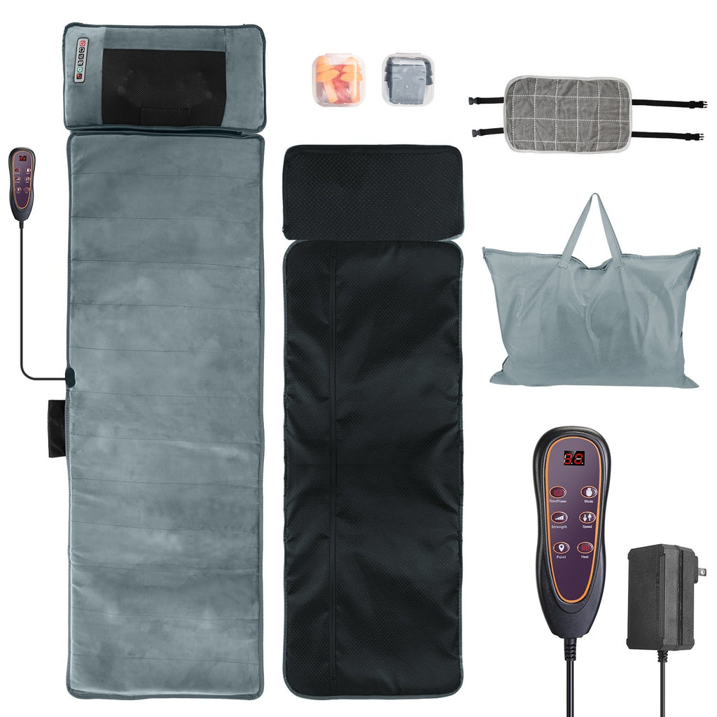 Full Body Electric Massage Mat W/Heat Vibration Massage Pad Cushion Back Massage