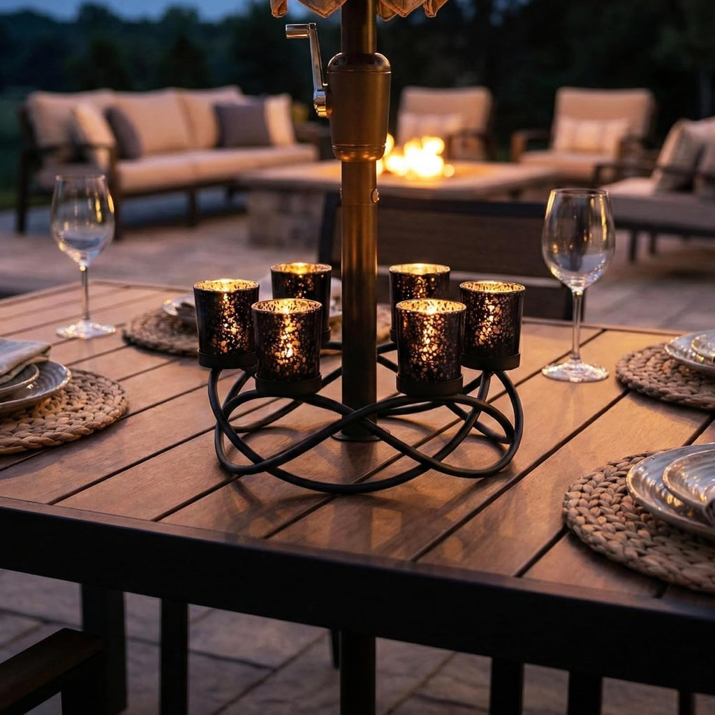Halloween Decorations for Indoor Gothic Table Centerpieces, Black | Spooky Witchy Dining Decor, round Wrought Iron Candle Holder, 6 Votive Cups, Coffee & Kitchen Centerpiece, 10.5In Round