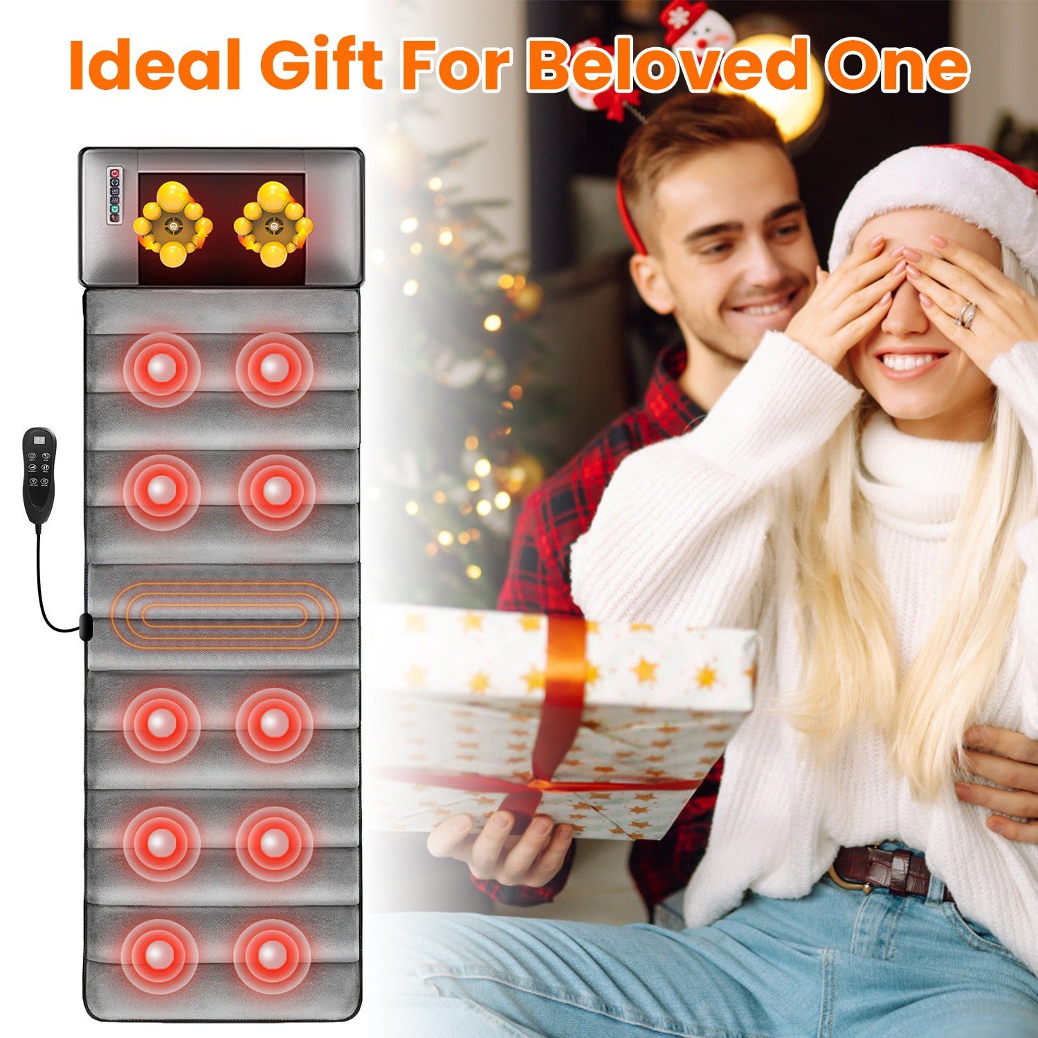 Full Body Electric Massage Mat W/Heat Vibration Massage Pad Cushion Back Massage