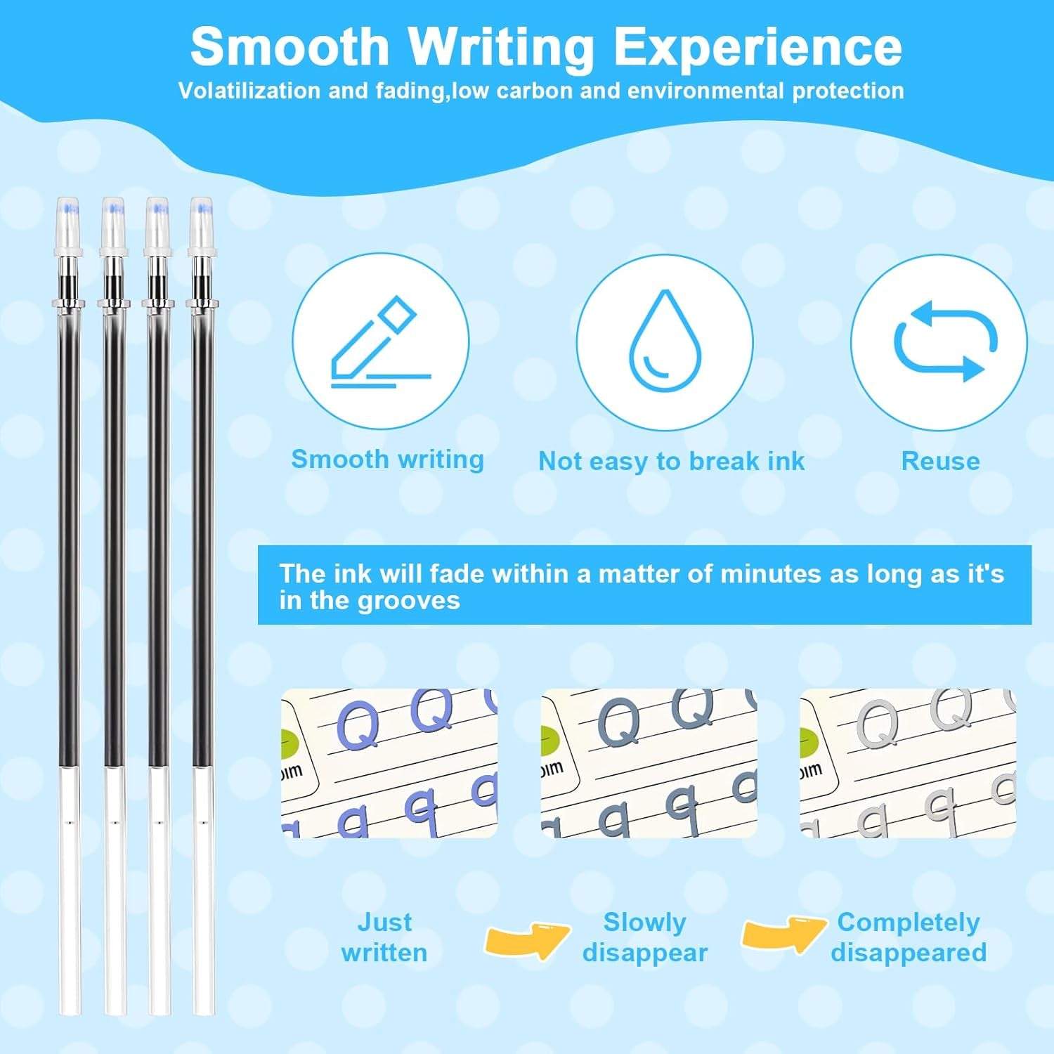 Magic Pens & Refills for Kids 48 PCS Grooved Book Magic Pens for Children'S Copybooks Reusable Grooved Handwriting Practice Kids Book Disappearing Ink Pen for Tracing Books Writing Train