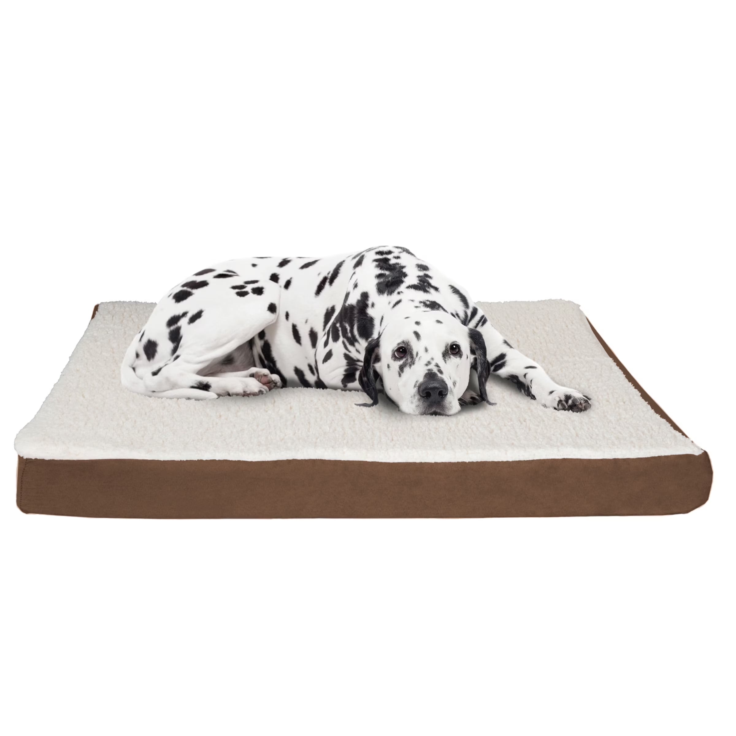 Orthopedic Sherpa-Top Memory Foam Pet Bed - 44" X 35", Brown