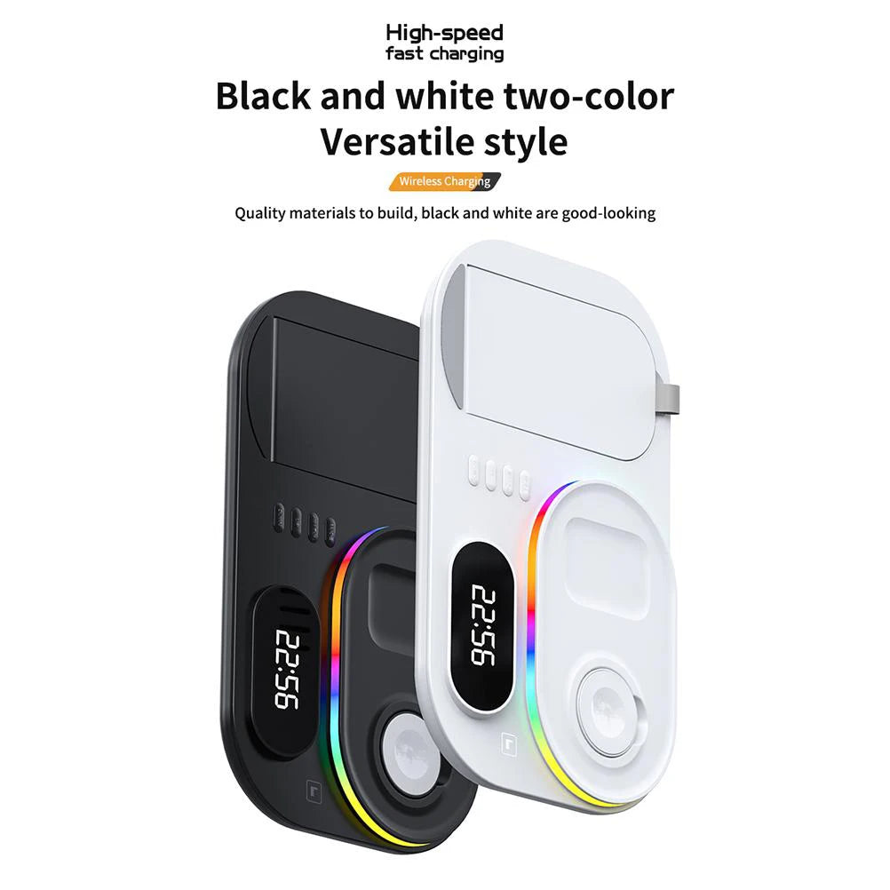 Wireless Fast Charging Station Wireless Charging Station Adjustable Foldable Portable Lightweight Clock Design for Home