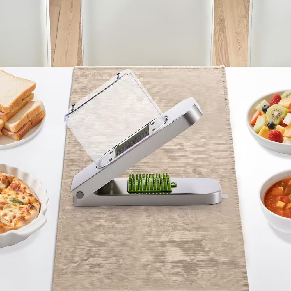 Vegetable Chopper with 3 Stainless Steel Blades, Food Cutter and Onion Slicer with Container, Kitchen Tools for Salad