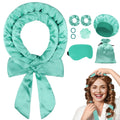 Heatless Curls Overnight Hair Curlers to Sleep In, Satin Heatless Curling Set - No Heat Overnight Curls, Hair Curlers No Heat Curlers, Beach Waves for Women Long Hair Volume (Green)