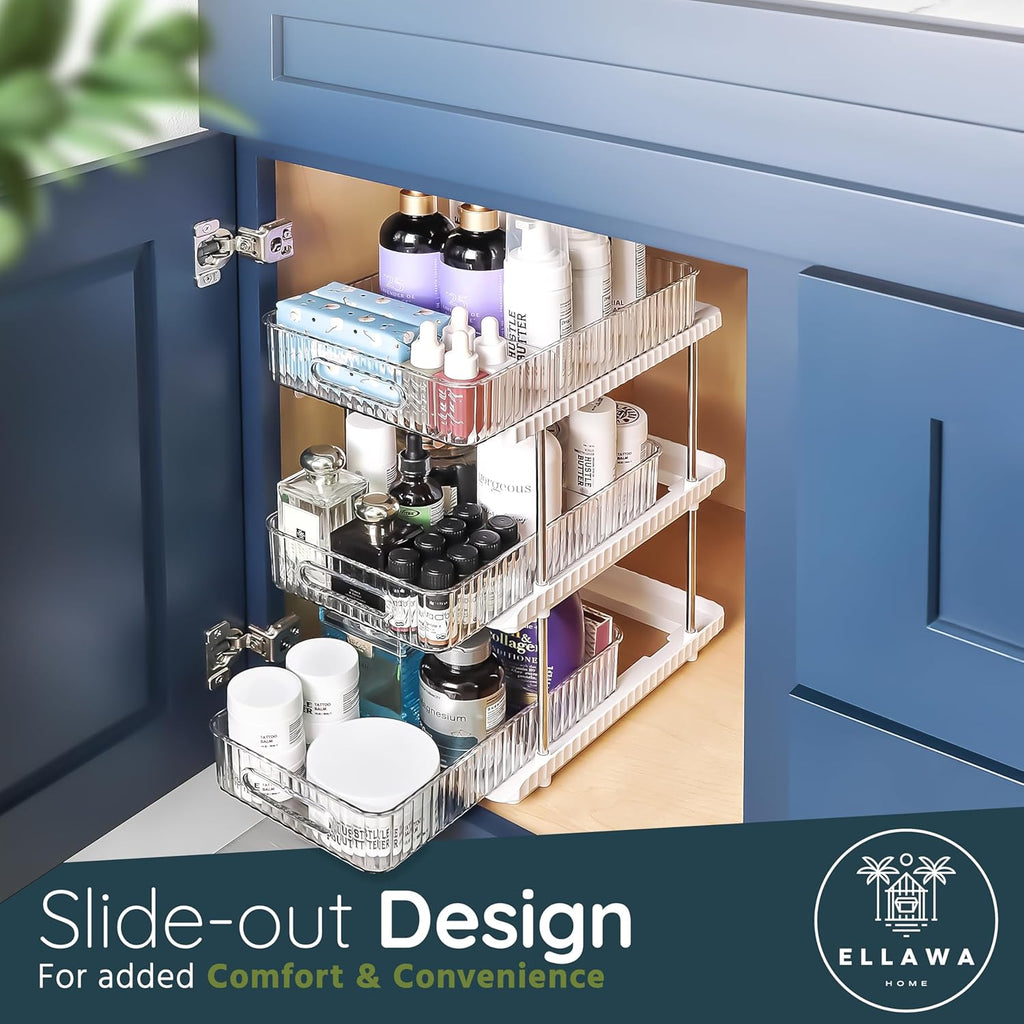 3-Tier under Sink Organizer – Pull-Out Storage for Kitchen & Bathroom – under Bathroom Sink Organizer, under Sink Organizer Storage, under Cabinet Storage Organizer