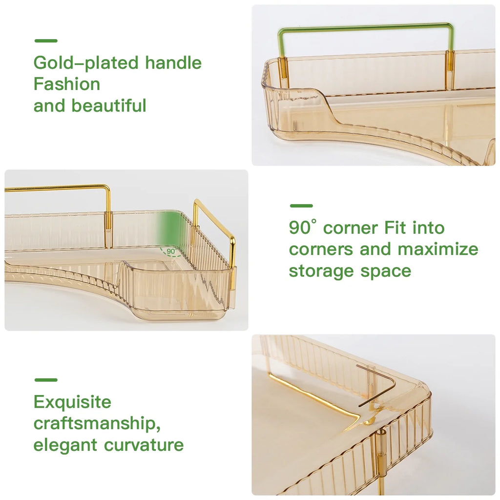 3-Tier Bathroom Counter Organizer Countertop Storage Organizer Makeup Organizer Space Saving Vanity Trays – Gold