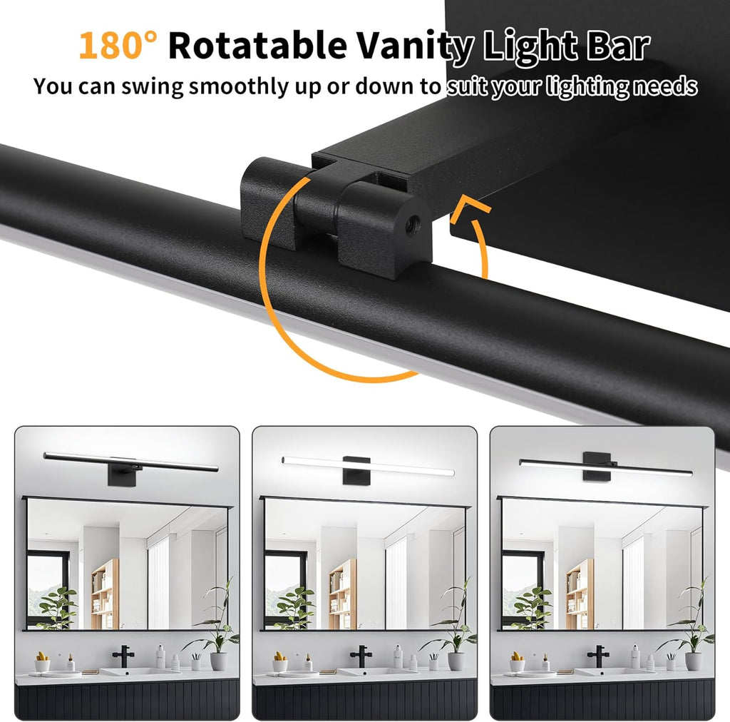 LED Bathroom Vanity Light, Modern Bathroom Light Fixture over Mirror (Cool White 6000K), Vanity Light Bar with Angle Adjustable, 32 Inch, Black