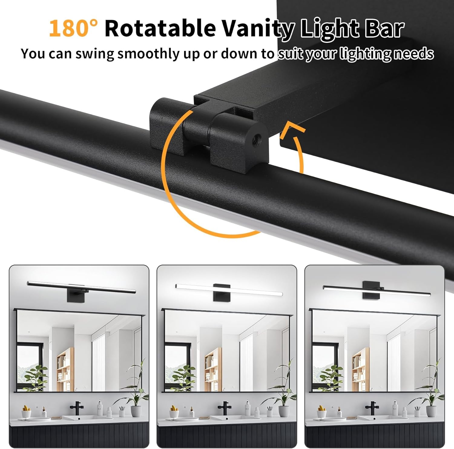 LED Bathroom Vanity Light, Modern Bathroom Light Fixture over Mirror (Cool White 6000K), Vanity Light Bar with Angle Adjustable, 32 Inch, Black