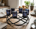 Halloween Decorations for Indoor Gothic Table Centerpieces, Black | Spooky Witchy Dining Decor, round Wrought Iron Candle Holder, 6 Votive Cups, Coffee & Kitchen Centerpiece, 10.5In Round