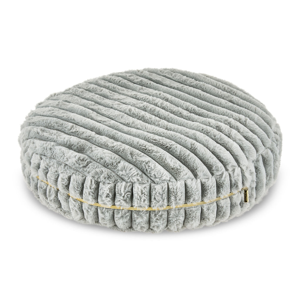 Medium round Ribbed Orthopedic Dog Bed, Gray, 24"