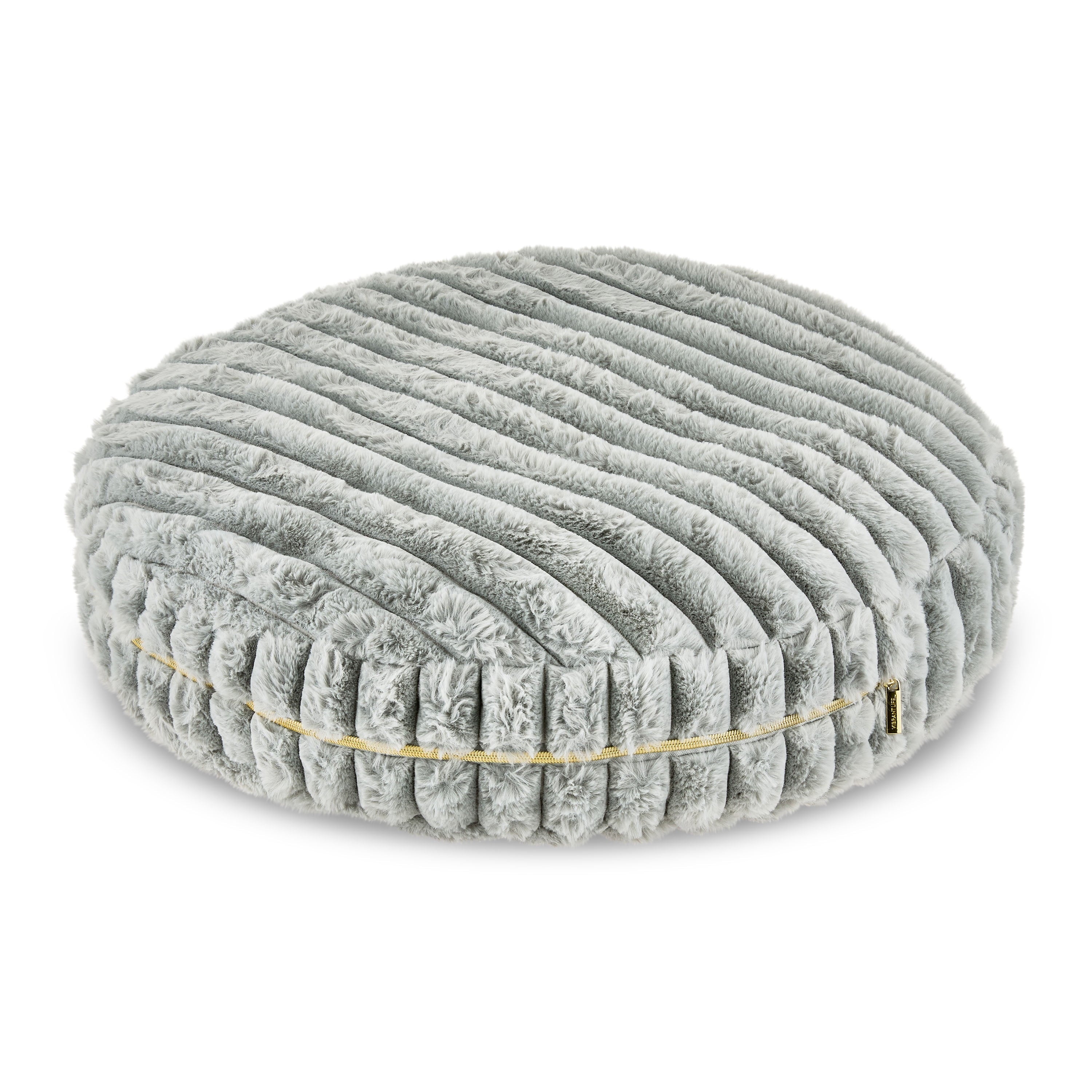 Medium round Ribbed Orthopedic Dog Bed, Gray, 24"