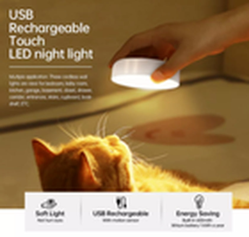 Led Motion Sensor Light USB Rechargeable PIR Wall Cabinet Stair Night Light Lamp