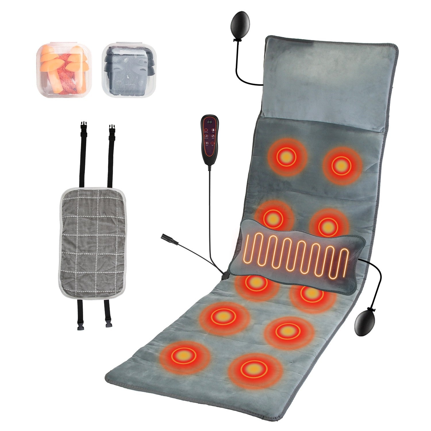 Full Body Electric Massage Mat W/Heat Vibration Massage Pad Cushion Back Massage