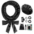 Satin Heatless Curls Overnight Hair Curlers to Sleep in Hair Curler Rollers No Heat Hair Wrap for Curls Headband, 70" Satin Heatless Curling Rod Set for Women Long Waves Hair Volume -Black 9PCS