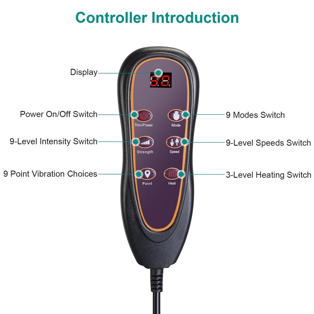 Full Body Electric Massage Mat W/Heat Vibration Massage Pad Cushion Back Massage