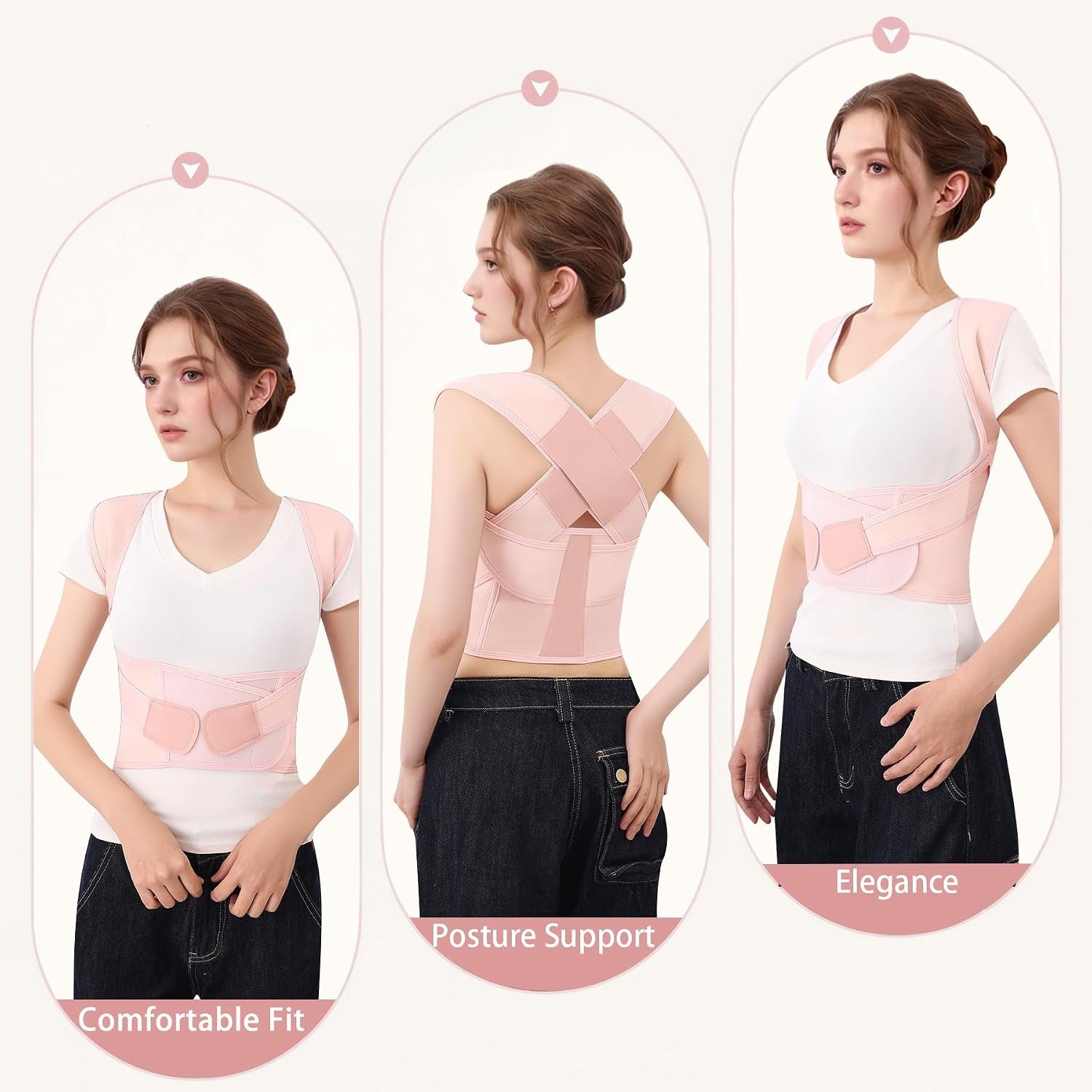 Back Brace Posture Corrector for Women and Men Full Support for Posture Correction & Scoliosis Hunchback Corrector De Postura Para Hombre Y Mujer Upper Thoracic Back Straightener Pink, Medium