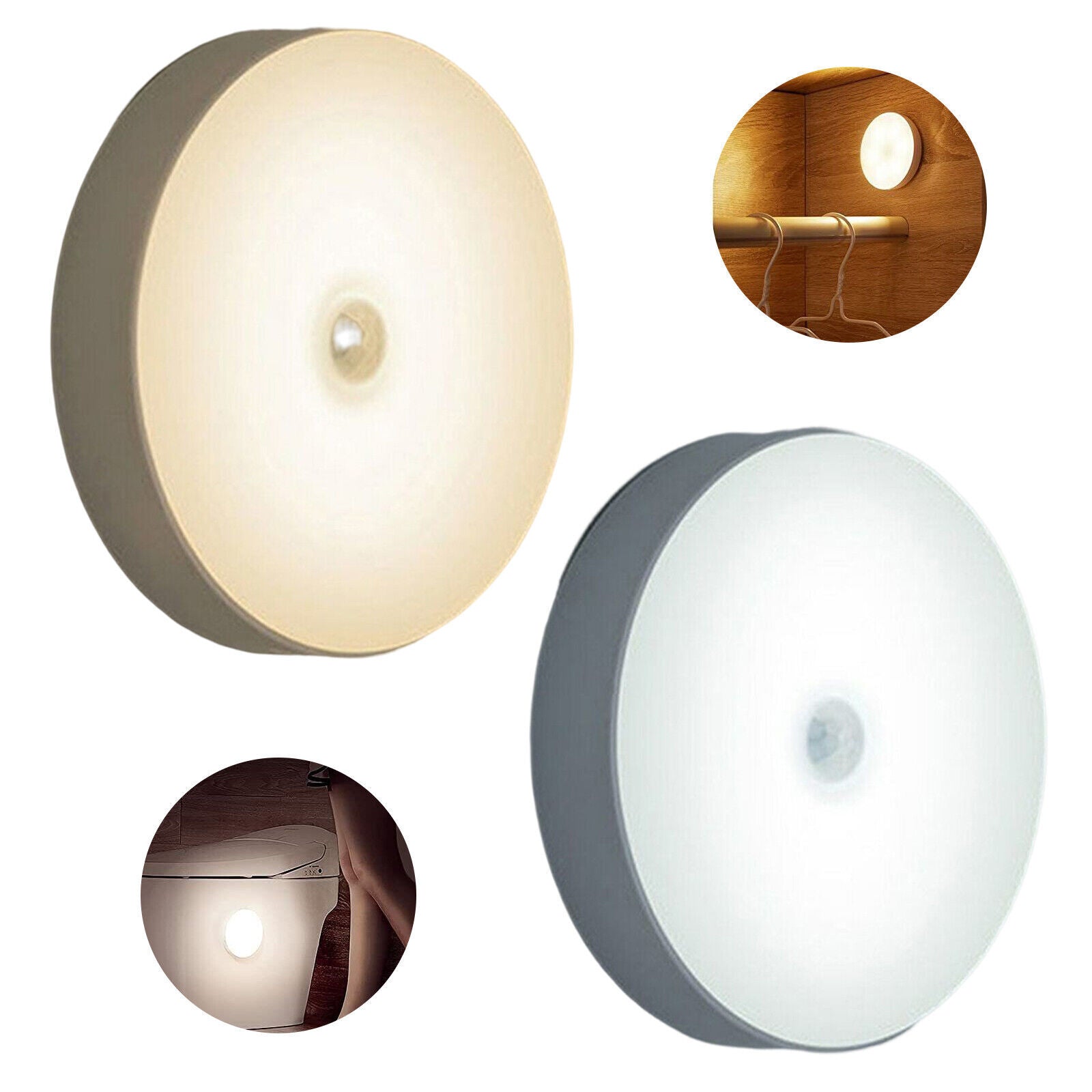 Led Motion Sensor Light USB Rechargeable PIR Wall Cabinet Stair Night Light Lamp