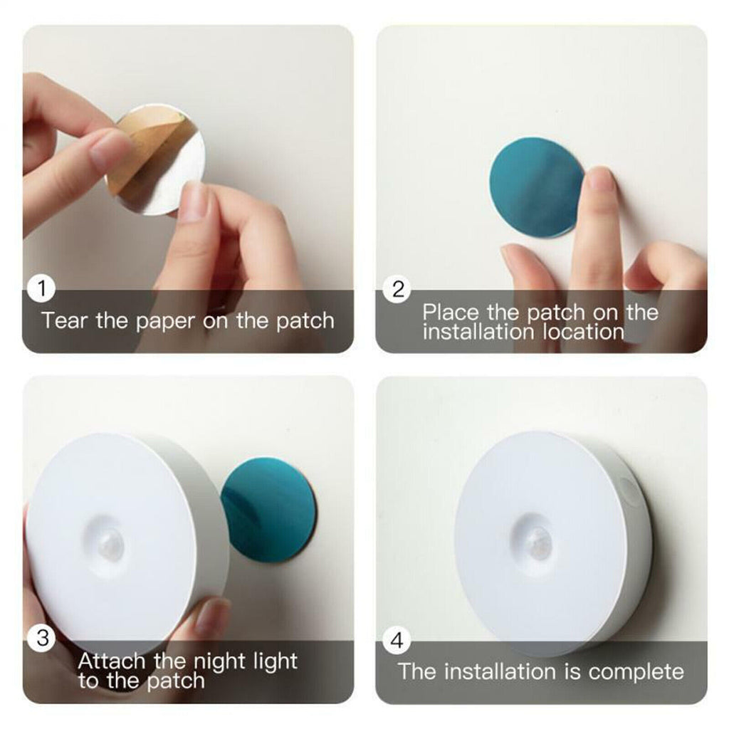 Led Motion Sensor Light USB Rechargeable PIR Wall Cabinet Stair Night Light Lamp