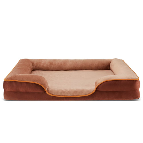 42"X32" Orthopedic Dog Bed, Memory Foam Puppy Sleeping Sofa, with Non-Slip Base, Washable Removable Cover, Improved Sleep for Pet, Brown