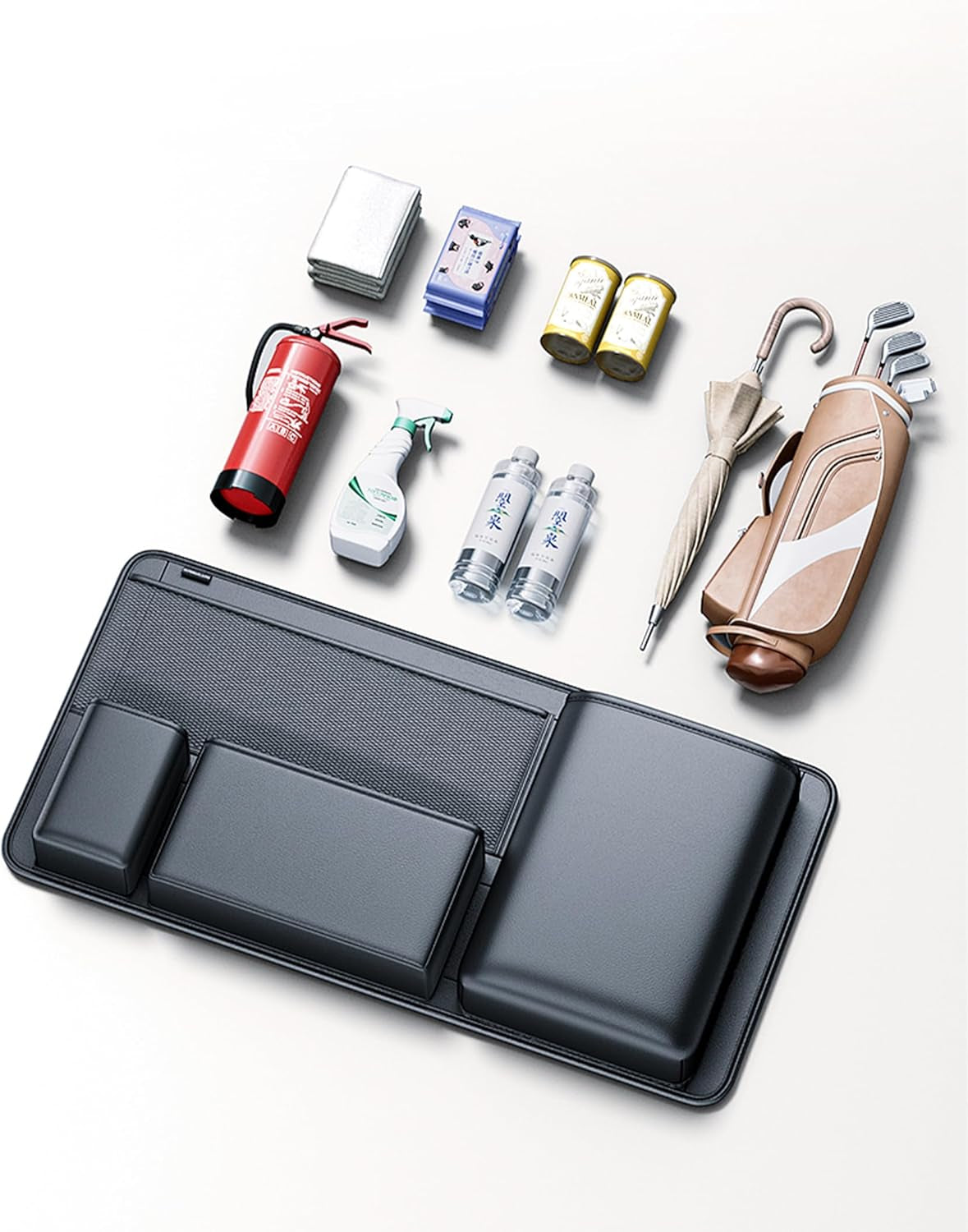 PU Leather Trunk Organizer for SUV, Sedan & Truck | Durable & Odor-Free Rigid PU, 36In Vertical Storage with 4 Pockets, Shape-Locked & Water-Wipeable, Expands Trunk Room
