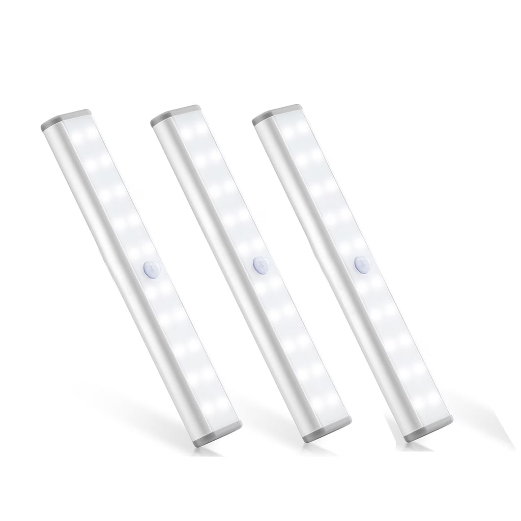 LED Motion Sensor Cabinet Light,Under Counter Closet Lighting, Wireless USB Rechargeable Kitchen Night Lights,Battery Operated Light,20 LED Light for Wardrobe,Closets,Cabinet,Cupboard,3 Pack