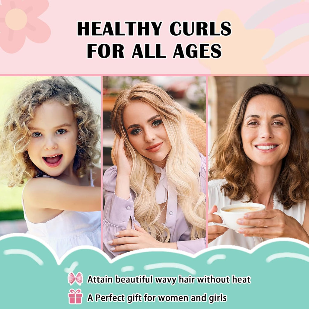 Satin Heatless Curls Overnight Hair Curlers to Sleep in Hair Curler Rollers No Heat Hair Wrap for Curls Headband, 70" Satin Heatless Curling Rod Set for Women Long Waves Hair Volume -Black 9PCS