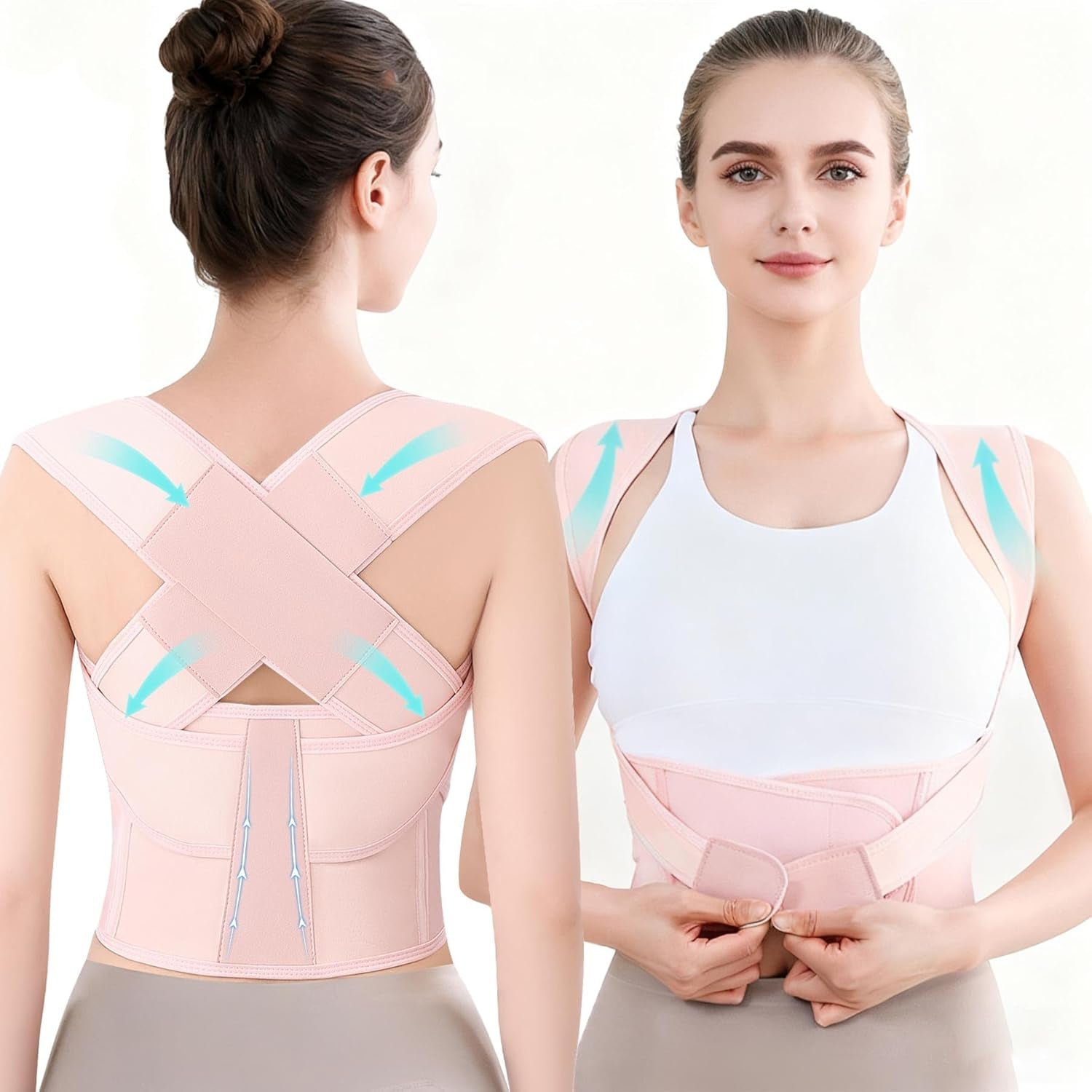 Back Brace Posture Corrector for Women and Men Full Support for Posture Correction & Scoliosis Hunchback Corrector De Postura Para Hombre Y Mujer Upper Thoracic Back Straightener Pink, Medium