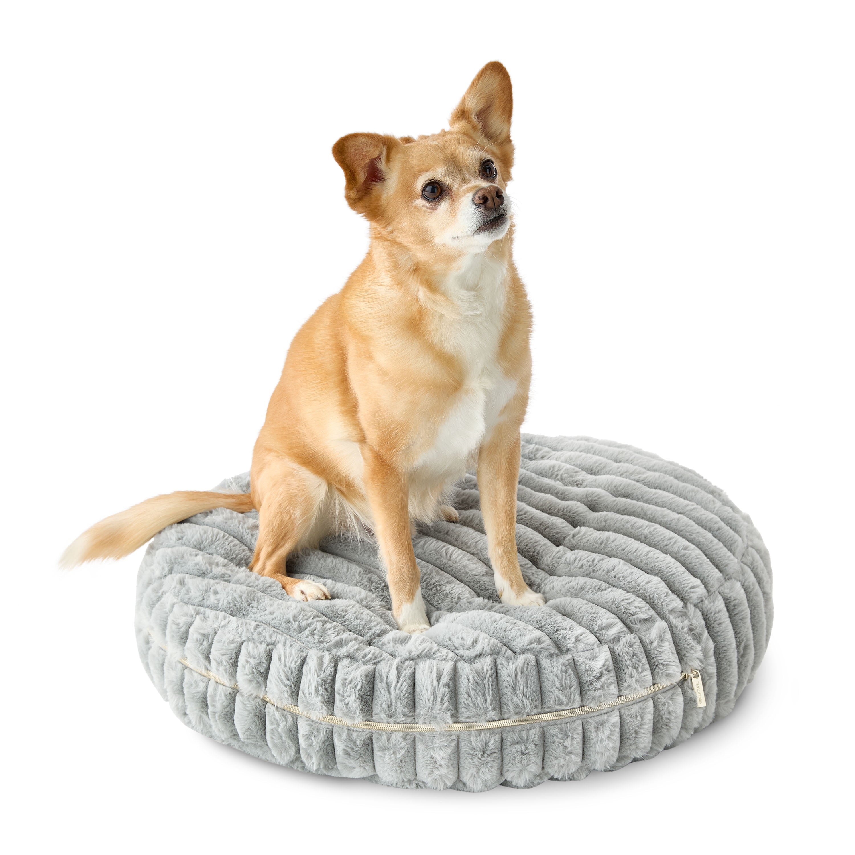 Medium round Ribbed Orthopedic Dog Bed, Gray, 24"