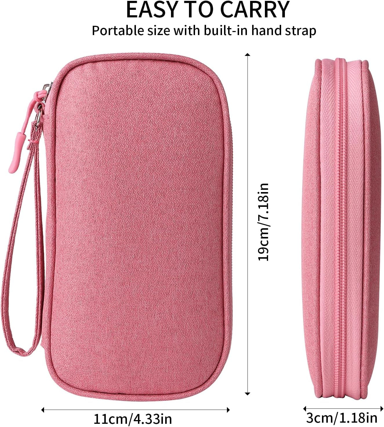 Pink Universal Cable Organizer - Electronics Accessories Bag for Charger, Phone, Memory Card & Travel Gadgets