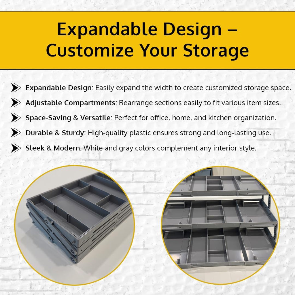 3 Tier Drawer Organizer, Multi Level Smart Drawer Organizer for Desk, Expandable Organizer for Office, Makeup, Jewelry, Kitchen, Folding Storage for Home and Office Drawers & Craft Organizer - Gray