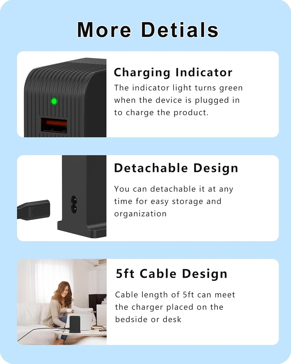 VPSUN USB Charger 6 Port 50W Multi USB Tower Charging Station for Multiple Devices Iphone 15/14/14 Pro/14 Pro Max/13 Pro/13 Pro Max/Android/Samsung/Tablet,Etc (Black, 50W)