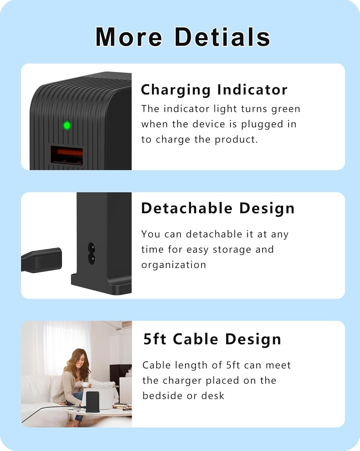 VPSUN USB Charger 6 Port 50W Multi USB Tower Charging Station for Multiple Devices Iphone 15/14/14 Pro/14 Pro Max/13 Pro/13 Pro Max/Android/Samsung/Tablet,Etc (Black, 50W)