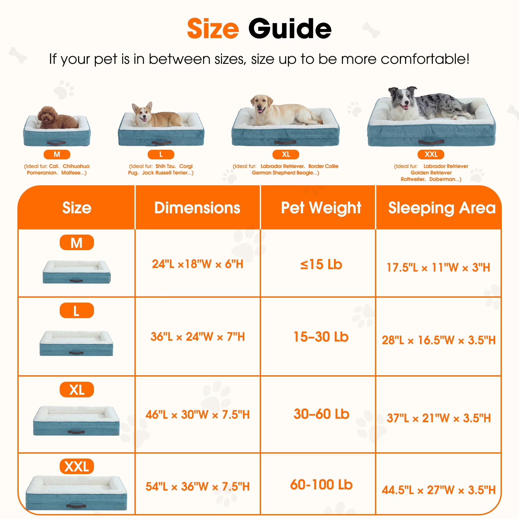 Extra Large Orthopedic Dog Bed Waterproof Pet Sofa Bed Four-Sided Bolster Cushion with Removable Washable Cover for Big Dogs Blue