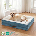 Extra Large Orthopedic Dog Bed Waterproof Pet Sofa Bed Four-Sided Bolster Cushion with Removable Washable Cover for Big Dogs Blue