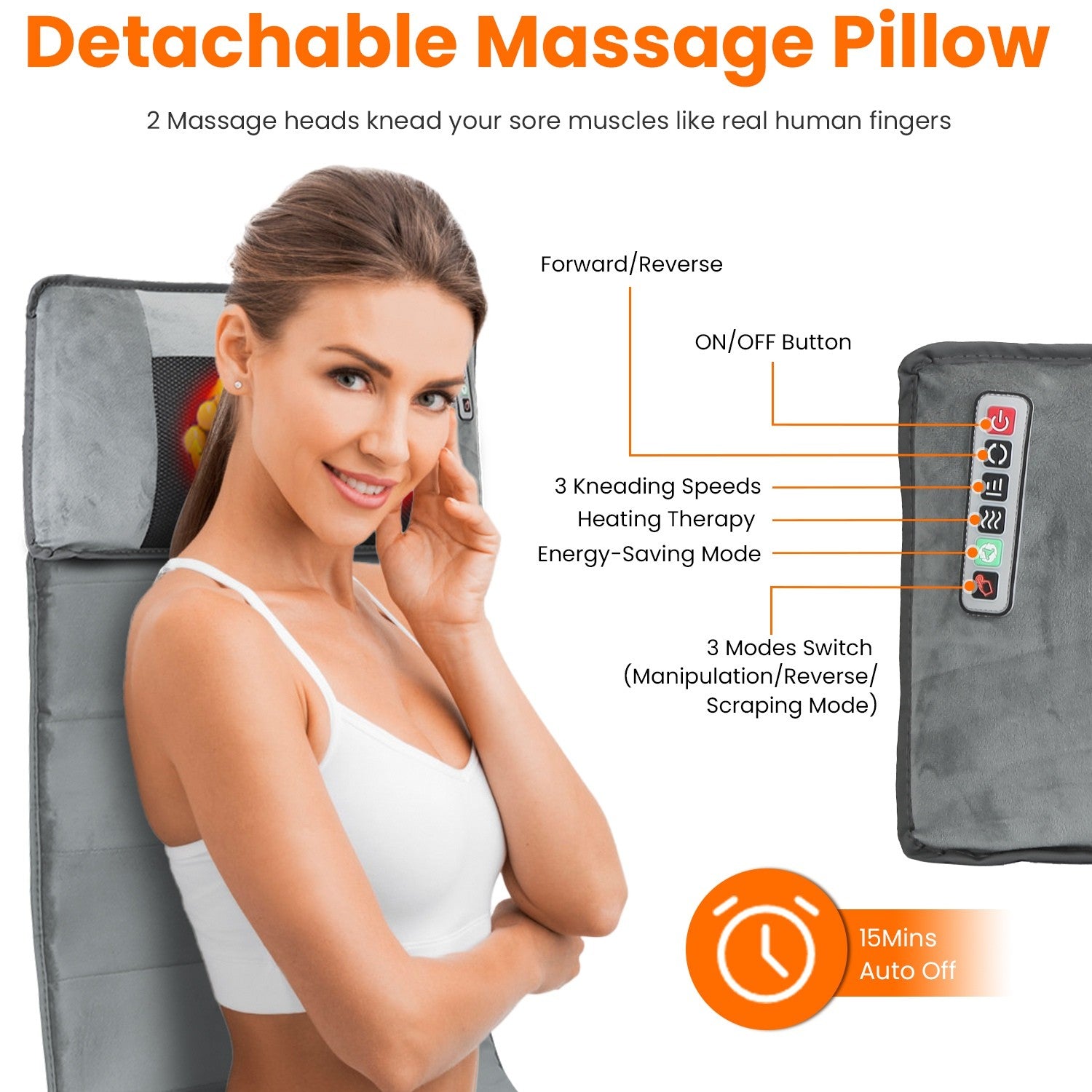 Full Body Electric Massage Mat W/Heat Vibration Massage Pad Cushion Back Massage