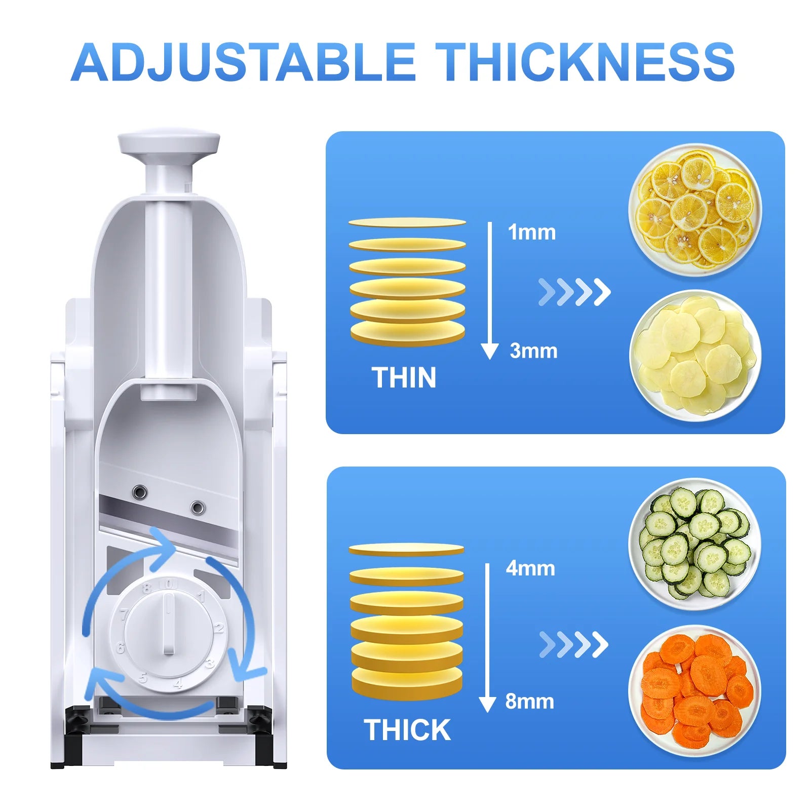 Potato Mandolin Hand Held Slicer Adjustable Thickness Stainless Steel Kitchen