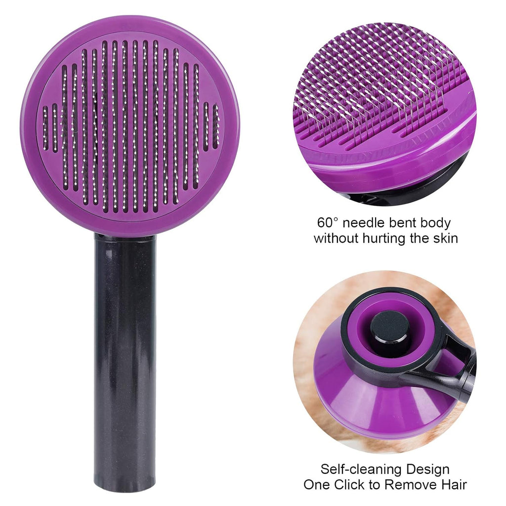 Dog Brush, Self Cleaning Slicker Brush for Cats and Dogs, Gently Removes Loose Undercoat, Mats Tangled Hairs Dog Grooming Kit