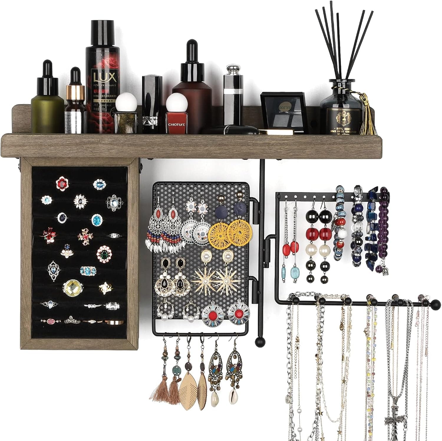 Hanging Jewelry Organizer and Makeup Organizer Black
