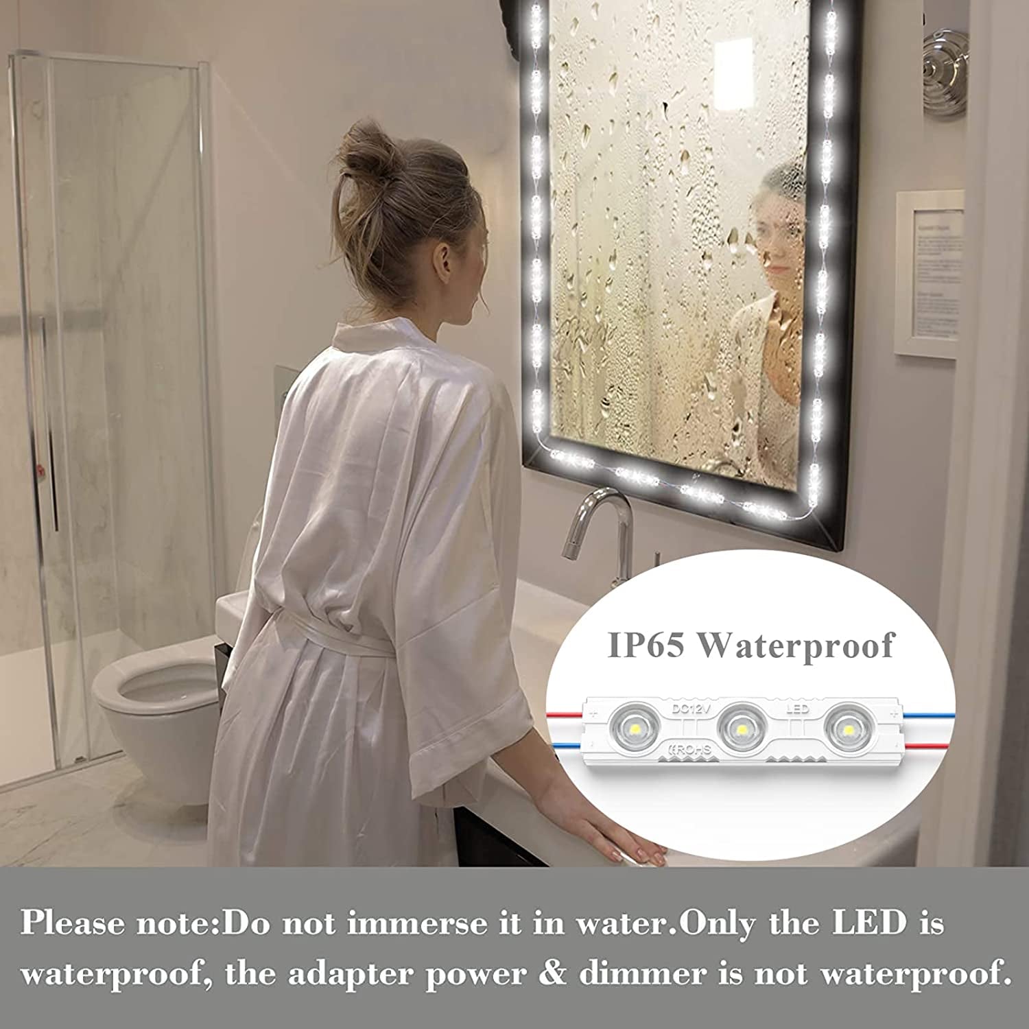 LED Vanity Mirror Lights with RF Remote, Dimmable Hollywood Style 13Ft(4M), Bathroom Waterproof, for Full Body Mirror, Makeup Mirror, Vanity Mirror, Bathroom Mirror(Mirror Not Include)